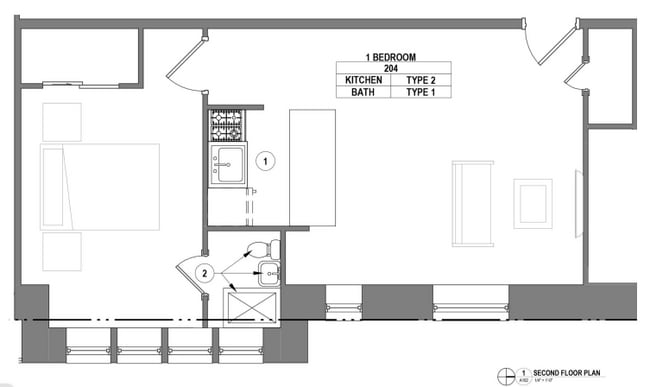 1500 Pine - Apt 204 Floor Plan - 1500 Pine