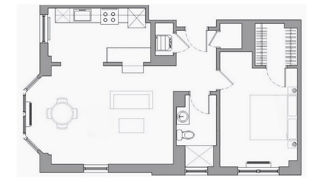 Corner One Bedroom with Breakfast Bar - The Abington