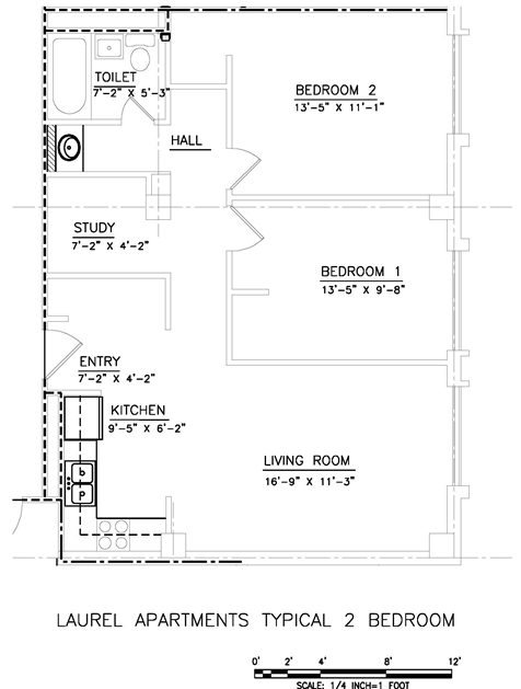 2BR/1BA - Laurel Residence Hall