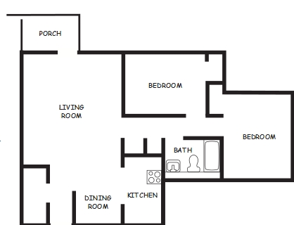 2BR/1BA - Walnut Manor