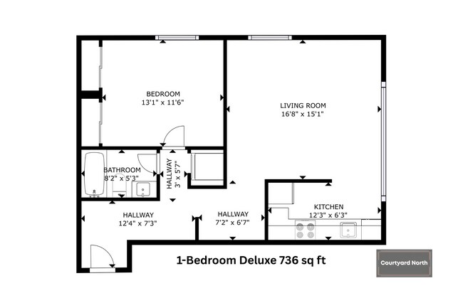 1x1 Deluxe l 736 sq ft l Courtyard North - Courtyard North Apartments