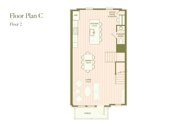 Open floor plan featuring coffee bar and oversized island - Fenland Townhomes