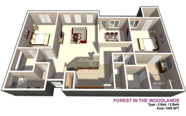 Two Bed / Two Bath - Arella Forest At Woodland