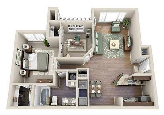 A2 1X1 1059 SQ FT - River Vista