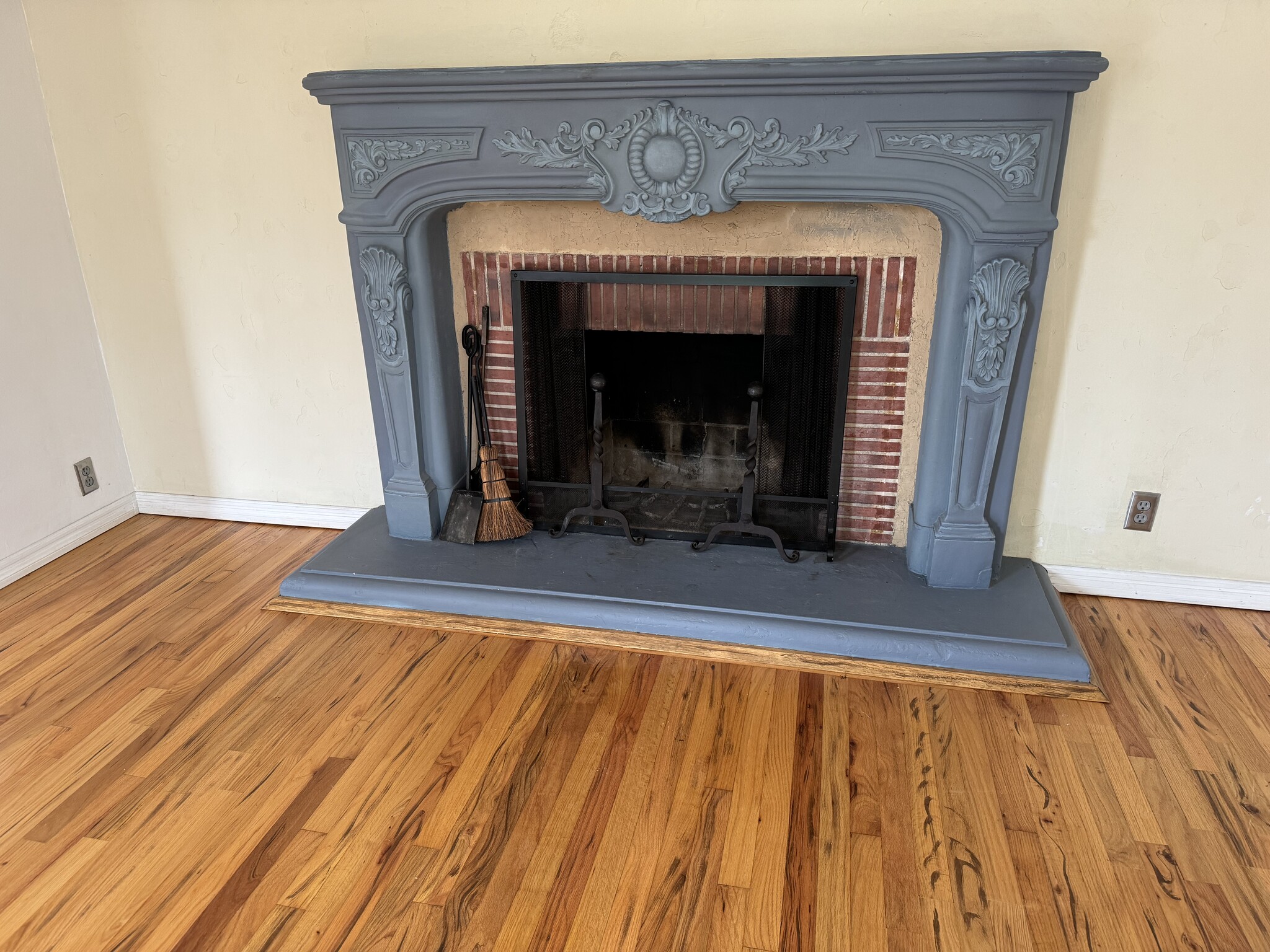 Oversize Cement Louis XVI wood burning fireplace. - 3243 Mountain View Ave