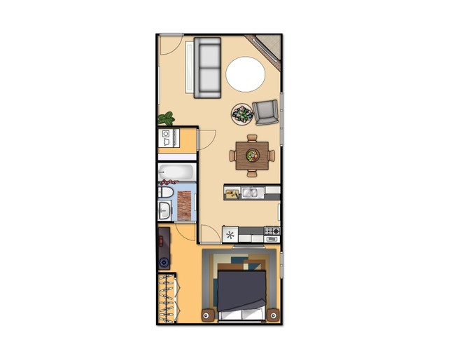 One Bedroom Deluxe 2-D - Plaza Terrace Apartments