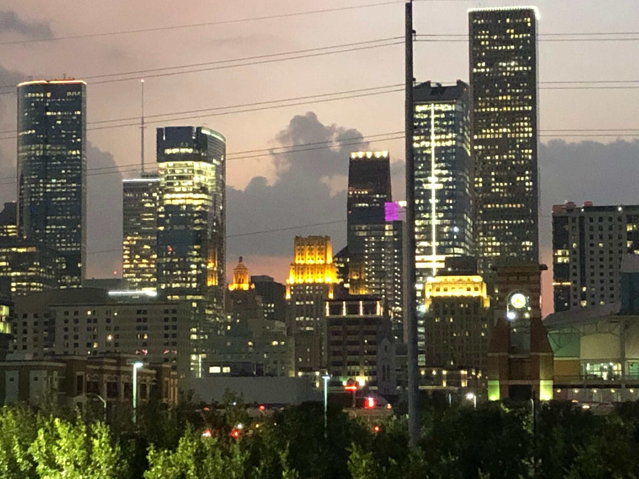 Houston Downtown at nightfall - 505 Bastrop St