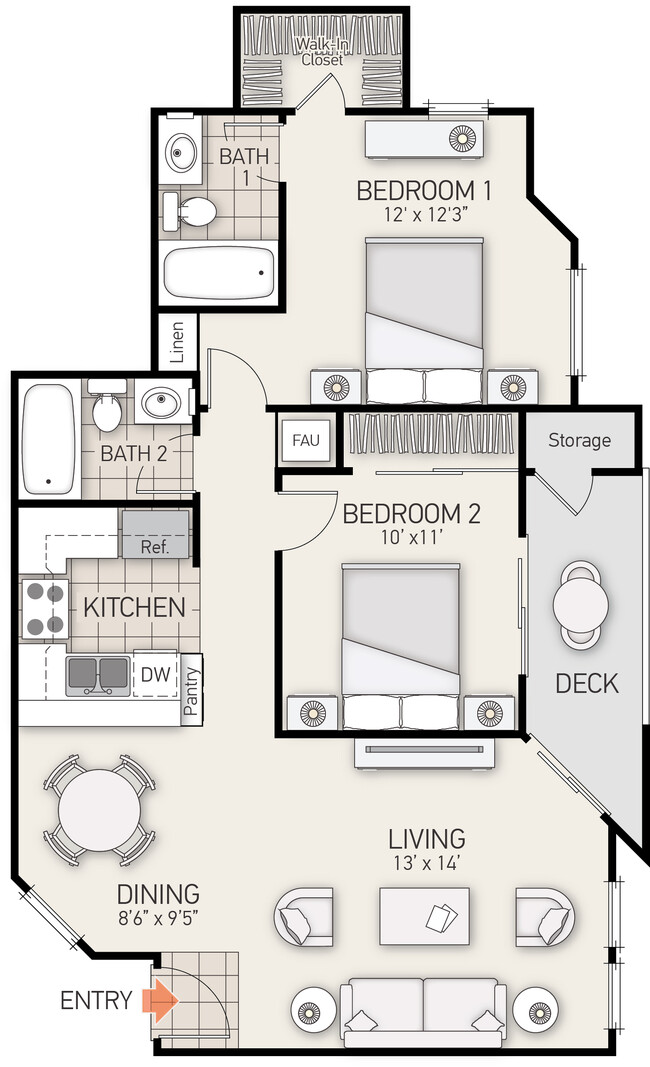 Floorplan - Berkeley-Columbia Court Apartments