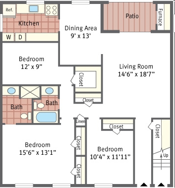 Three Bedroom First Floor - Hollidaysburg Manor