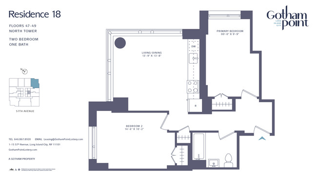 2 BR: Residence 4718- 165% AMI Unit - Gotham Point Lottery- North Tower