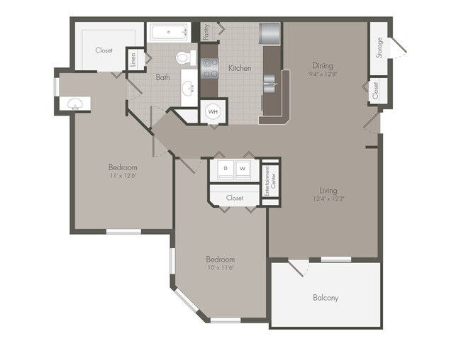 Beacon | 2 Bedroom | 1 Bath | 1090 SF - Lucerne at Lake Brandon Apartments