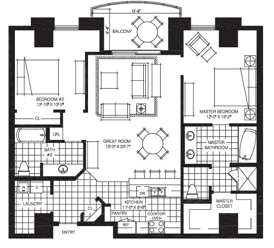 2BR/2BA - The Mark