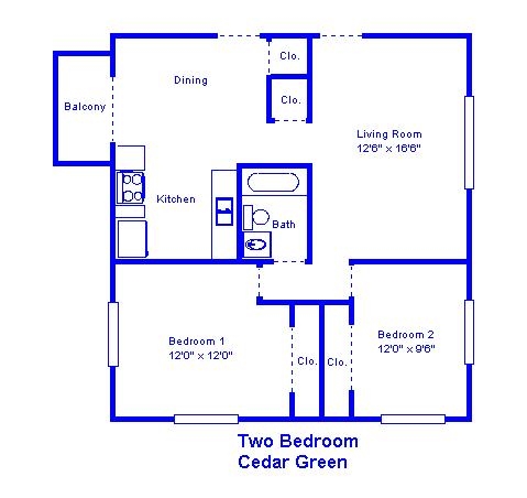 2BR/1BA - Cedar Green Apartments