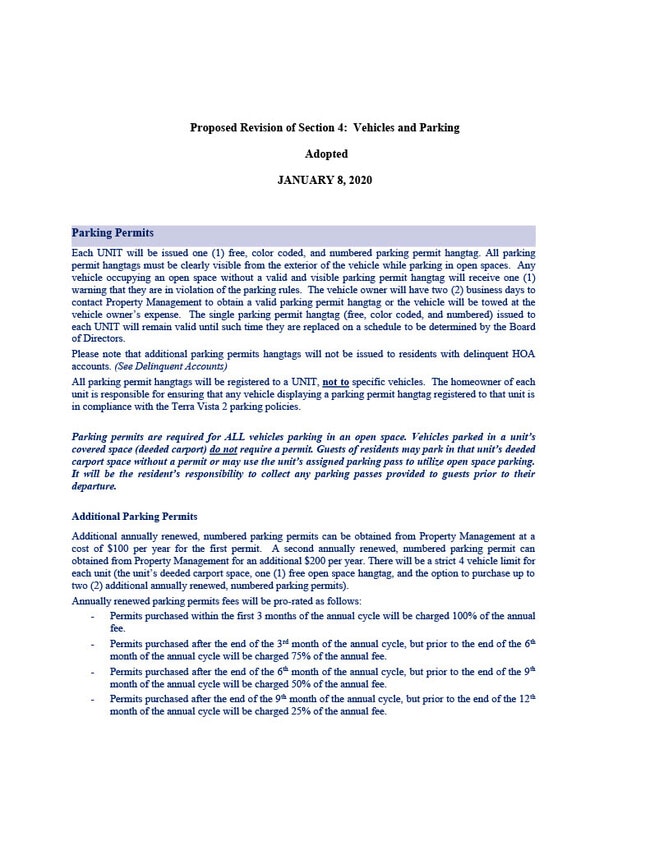 Parking policy - 10303 Azuaga St