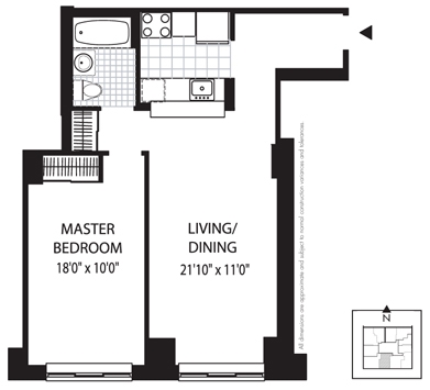 1BR/1BA J - 33 West End Ave