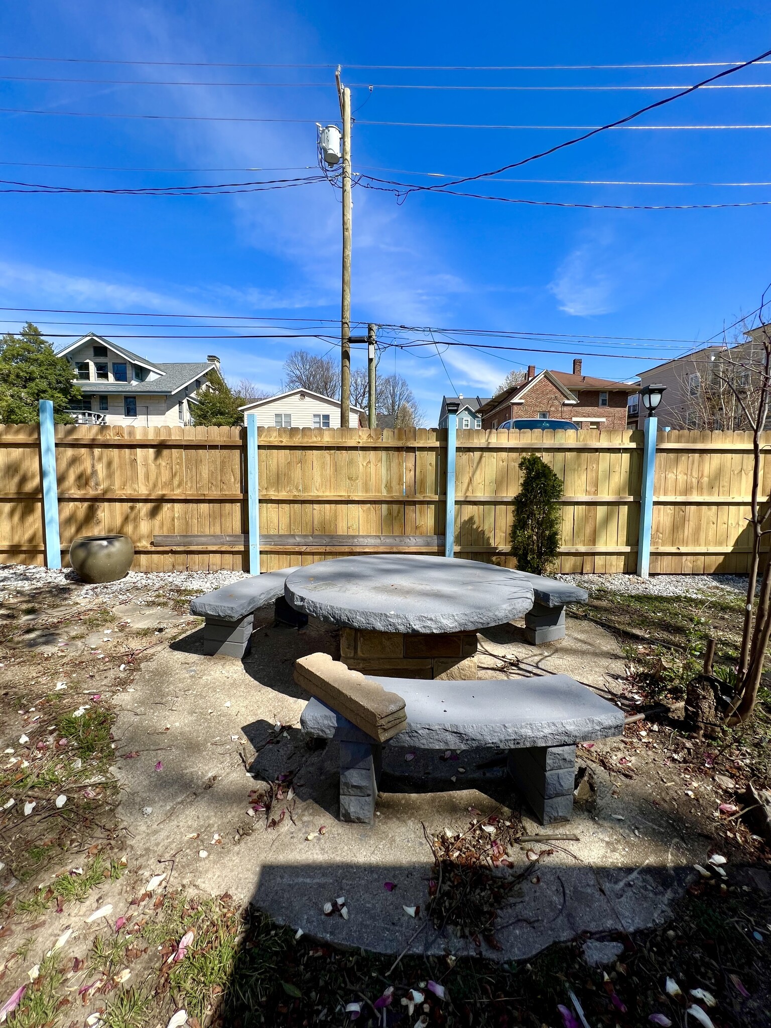 backyard bench - 614 N College Ave