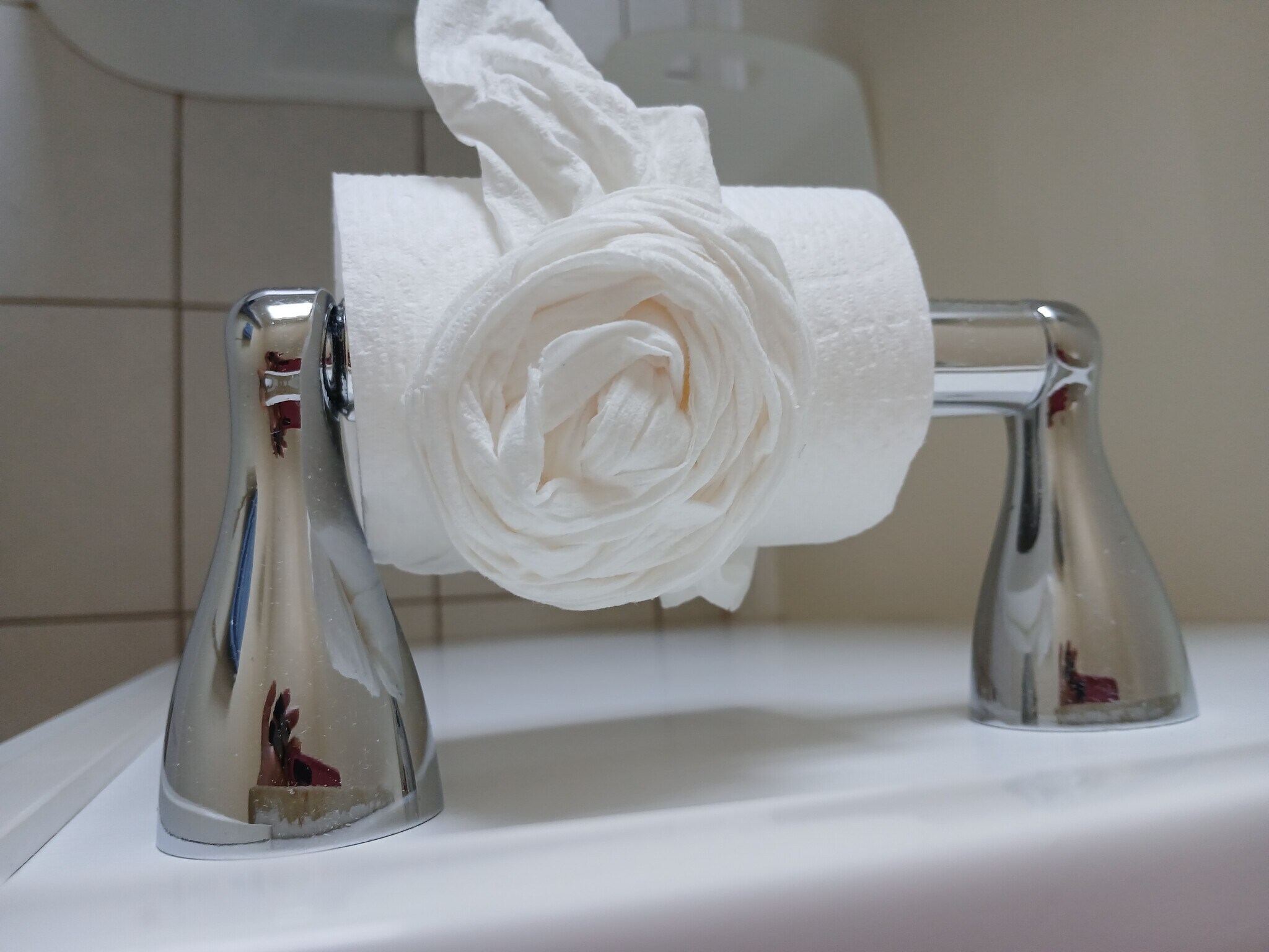 Bathroom with starter paper towels, toilet paper and hand soap. - 56 Fulton St