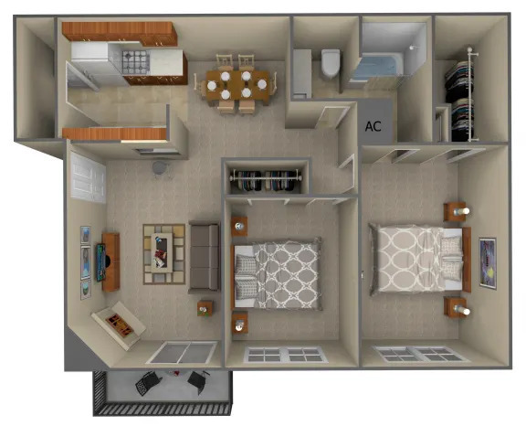 2-Bedroom/1-Bathroom - Four Winds Apartment Homes