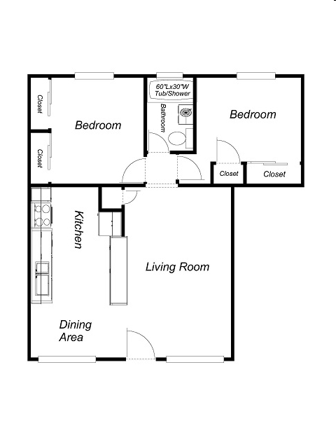 2BR/1BA NP - Park Regent