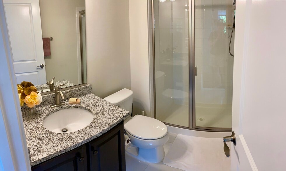 Bathroom with shower stall. - 2115 Main Line Blvd