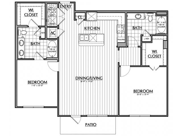 B2.2 â?? Two bedroom, two bath home with 1,302 s.f - CityVista Apartments