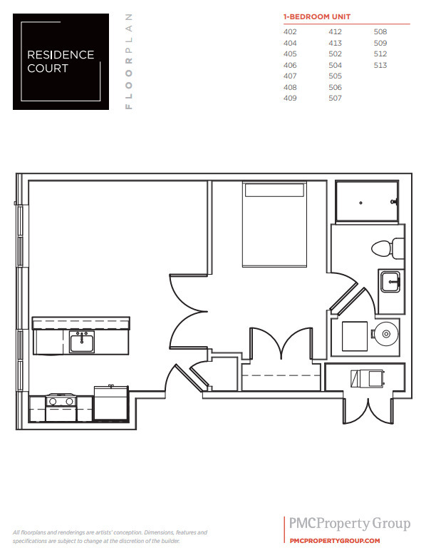 1-BEDROOM UNIT D - Residence Court