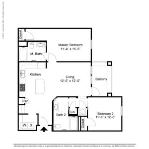 B1-2 Bedroom-1068 sf-2/2 - Preserve Parc
