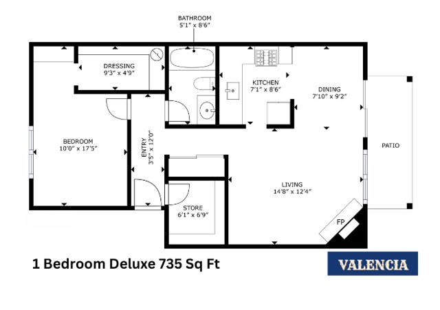 1x1 Deluxe 735 Sq Ft - Valencia Apartments