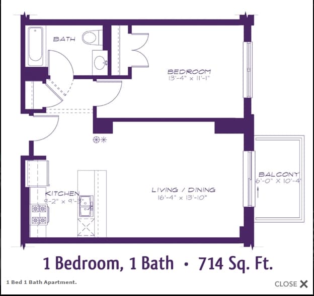 1BR/1BA - 714 Sq Ft - Larrabee Place at Parkside of Old Town
