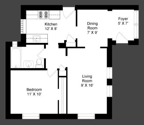1 Bedroom / 1 Bath / 470 Sq.Ft. - 523-31 W. Fullerton