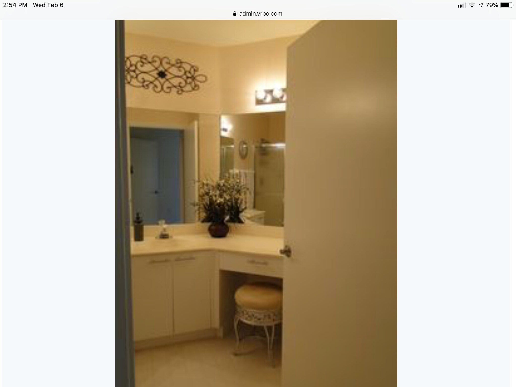 Master bathroom with walk-in shower, double sinks, and vanity. - 5265 Brisata Circle