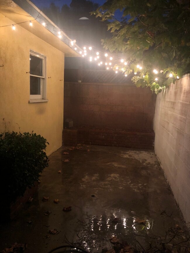 Back patio at night - 1802 Green Ln