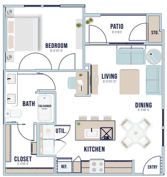 A3 | 732 sq ft - Magnolia Park Apartments