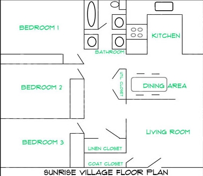 3BR/1BA - Sunrise Village Apartments