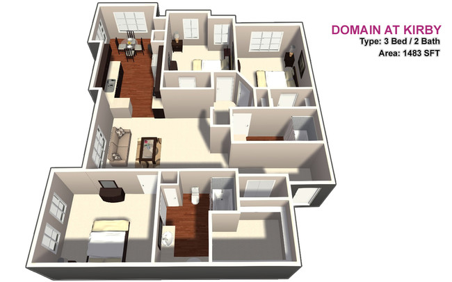 Three Bedroom/Two Bathroom - Domain at Kirby