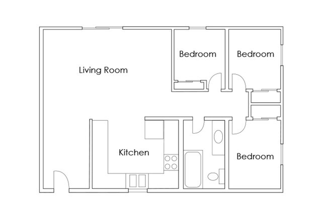3 Bedroom 1 Bath - The 11th Street 3 Plex Apartment