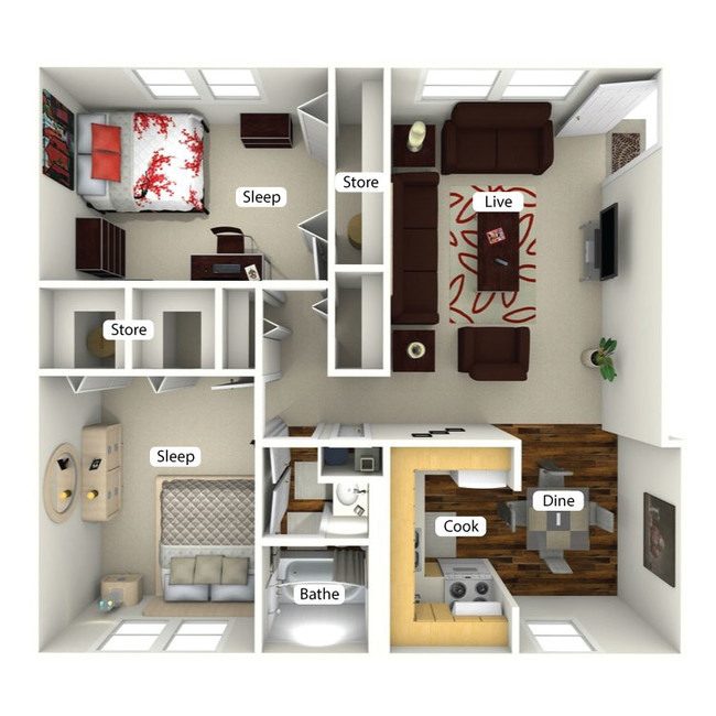 The Maple - 1020 Sq. Ft. - The Commons at Briarwood Park