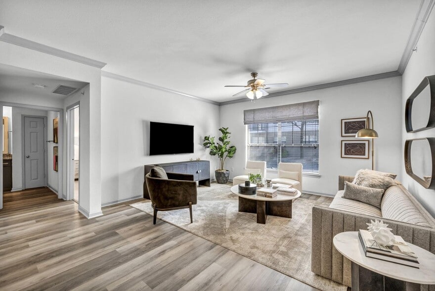 Two Bedroom - with wood style flooring and ceiling fan - Meridian at Grandview