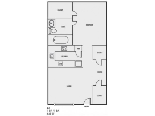 1 Bedroom Floorplan - Vines at Adams