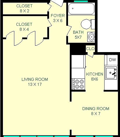Flinn Studio Floorplan - The Schenley Arms