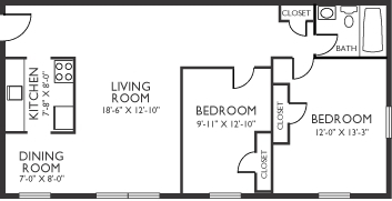 2BR/2BA - Rosedale Court Apartments