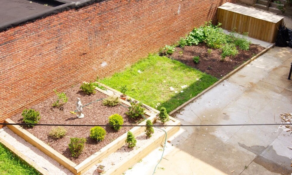 Back courtyard with Tenant vegetable garden - 300 E 32nd St
