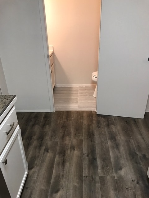 Half bath off the kitchen, tile flooring - 3410 Morrison Road West