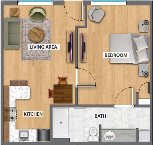 1 Bedroom Floorplan - Park Terrace Senior Living - 55+