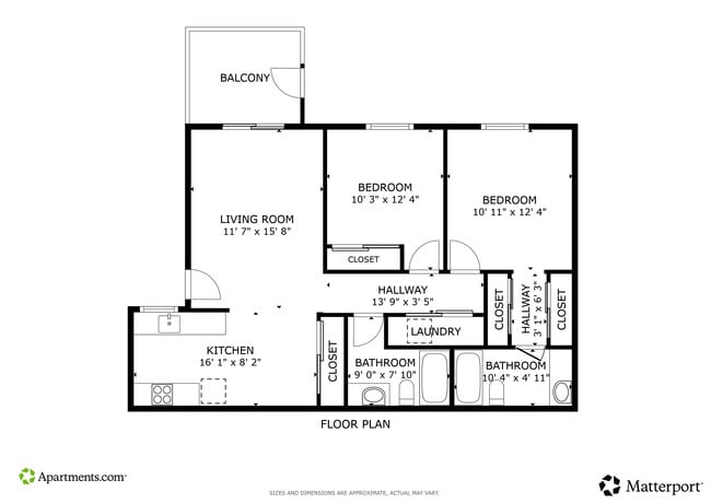 2BR, 2BA - 950SF - Dixon Manor Apartments