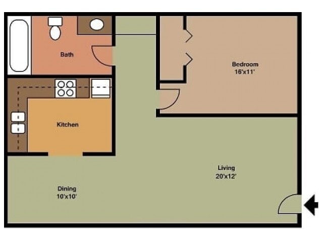 Embassy 1bd floor plan 2D - King's Apartments