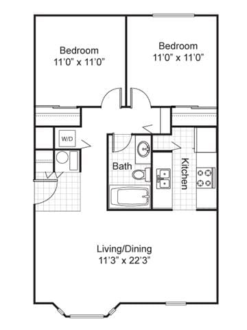 TWO BEDROOM GARDEN APARTMENT - Lexington Village Apartments