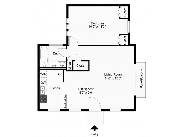 One bedroom floor plan - Greenville on 141 Apartments & Townhomes