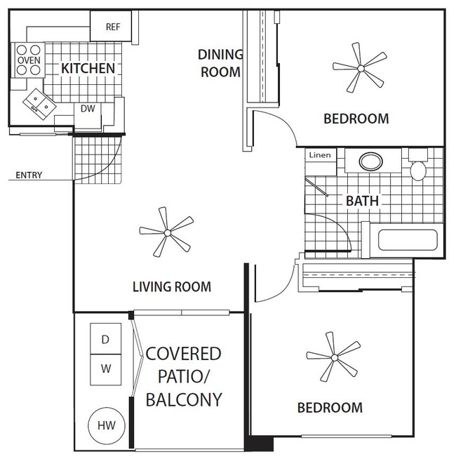 2 Bedroom Floorplan - Sagewood Apartments