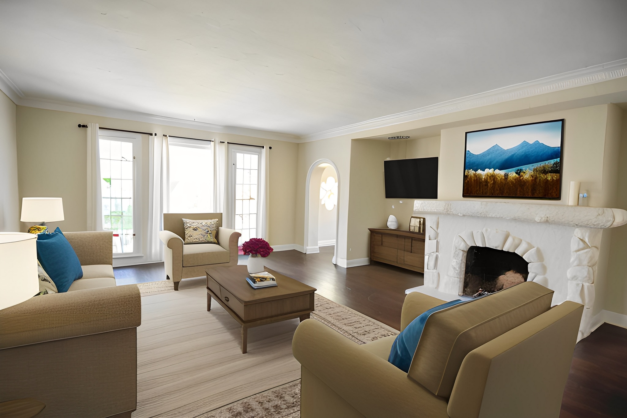 Staged living room - 1242 Stearns Dr